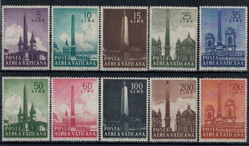Vaticano 1959 obelischi posta - vaticano, (posta